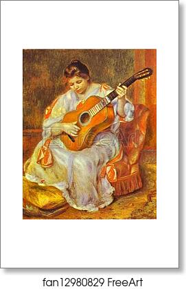Free art print of A Woman Playing the Guitar by Pierre-Auguste Renoir