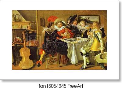 Free art print of Merry Company at Table by Dirck Hals