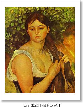 Free art print of Girl Braiding Her Hair (Suzanne Valadon) by Pierre-Auguste Renoir
