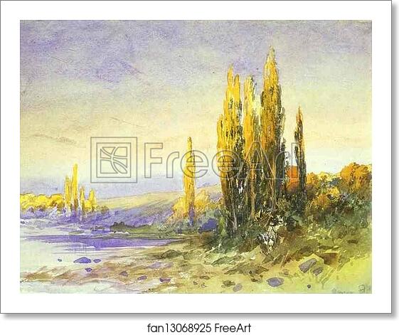 Free art print of Lombardy Poplars on the Bank of a Lake. Evening by Feodor Vasilyev Free art print of Lombardy Poplars on the Bank of a Lake. Evening by Feodor Vasilyev
