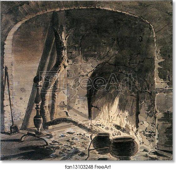Free art print of An Open Hearth with a Fire by Joseph Wright Of Derby