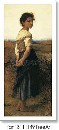 Free art print of The Young Shepherdess by William-Adolphe Bouguereau