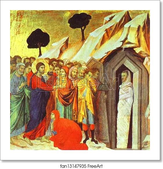 Free art print of Maestà (back, predella) The Raising of Lazarus by ...