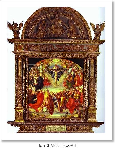 Free art print of The Adoration of the Holy Trinity by Albrecht Dürer