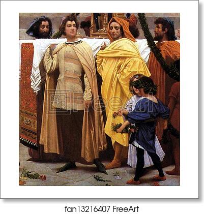 Free art print of Cimabue's Celebrated Madonna is Carried in Procession through the Streets of Florence; in front of the Madonna, and Crowned with Laurels, walks CImabue Himself, with his Pupil Giotto; behind It Arnolfo Di Lapo, Gaddo Gaddi, Andrea Tafi, Niccola Pisano, Bu by Frederick Leighton Free art print of Cimabue's Celebrated Madonna is Carried in Procession through the Streets of Florence; in front of the Madonna, and Crowned with Laurels, walks CImabue Himself, with his Pupil Giotto; behind It Arnolfo Di Lapo, Gaddo Gaddi, Andrea Tafi, Niccola Pisano, Bu by Frederick Leighton
