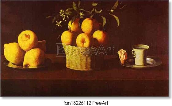 Free art print of Still Life with Lemons, Oranges and Rose by Francisco De Zurbarán