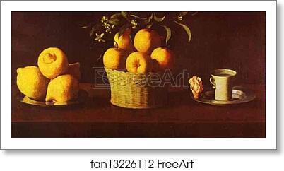 Free art print of Still Life with Lemons, Oranges and Rose by Francisco De Zurbarán