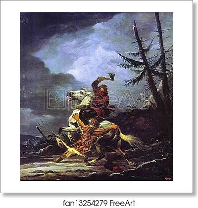 Free art print of Cossack Fighting off a Tiger by Alexander Orlowski