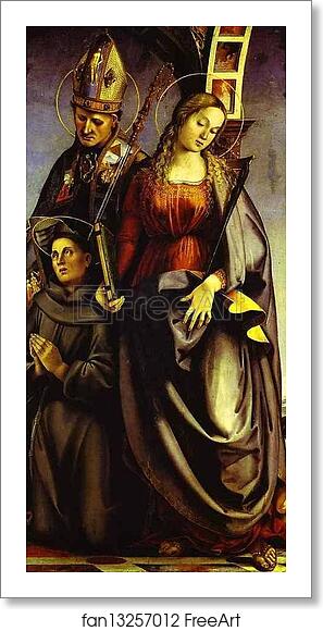 Free art print of SS. Augustine, Catherine of Alexandria, and Anthony of Padua by Luca Signorelli
