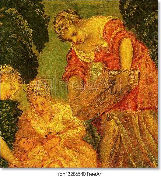 Free art print of Moses Saved from the Waters of the Nile. Detail by Jacopo Robusti, Called Tintoretto