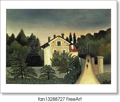 Free art print of House on the Outskirts of Paris by Henri Rousseau
