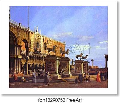 Free art print of Capriccio: the Horses of San Marco in the Piazzetta by Giovanni Antonio Canale, Called Canaletto