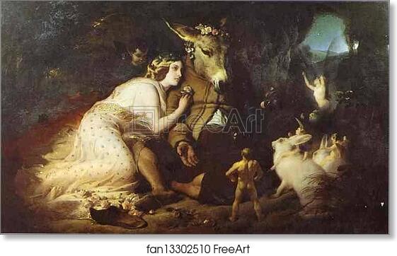 Free art print of Scene from "A Midsummer Night's Dream": Titania and Bottom by Sir Edwin Landseer