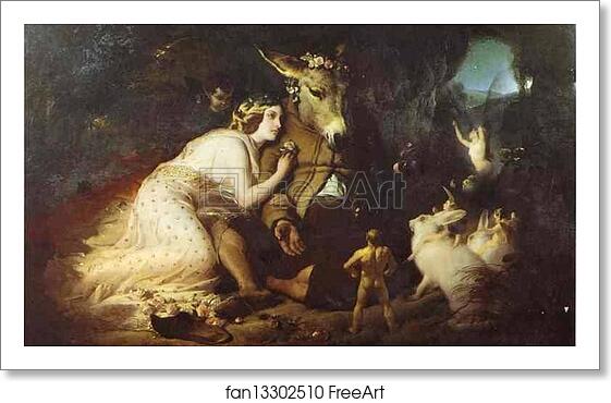 Free art print of Scene from "A Midsummer Night's Dream": Titania and Bottom by Sir Edwin Landseer