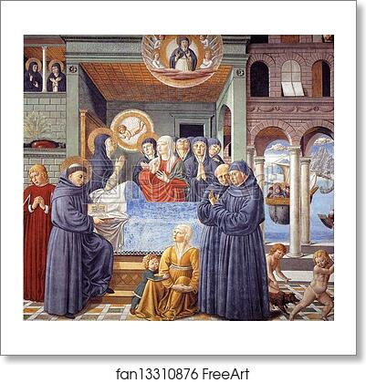 Free art print of Death of St. Monica by Benozzo Gozzoli