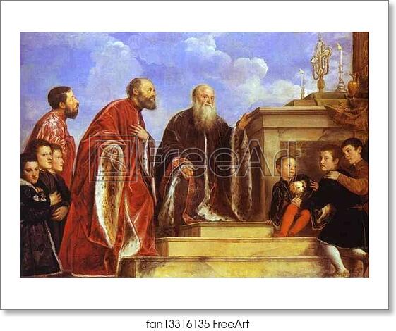 Free art print of The Vendramin Family by Titian. C. 1543. Oil on