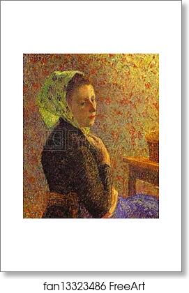 Free art print of Woman with Green Scarf by Camille Pissarro