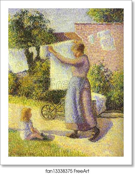 Free art print of Woman Hanging Laundry by Camille Pissarro Free art print of Woman Hanging Laundry by Camille Pissarro