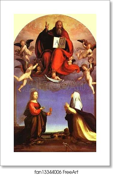Free art print of God the Father in Glory with St. Mary Magdalene and St. Catherine of Siena by Fra Bartolommeo