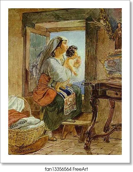 Free art print of Italian Woman with a Child by a Window by Karl Brulloff Free art print of Italian Woman with a Child by a Window by Karl Brulloff