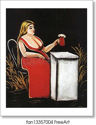 Free art print of Woman with a Mug of Beer by Niko Pirosmani