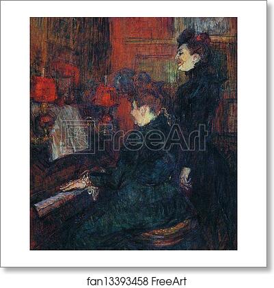 Free art print of The Singing Lesson. (The Teacher, Mlle.Dihau, with Mme.Faveraud) by Henri De Toulouse-Lautrec