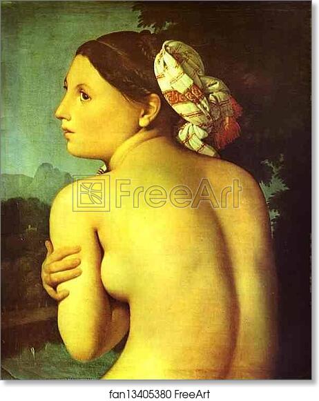 Free art print of Half-figure of a Bather by Jean-Auguste-Dominique Ingres