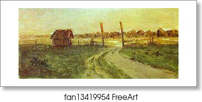 Free art print of Landscape with an Izba by Isaac Levitan