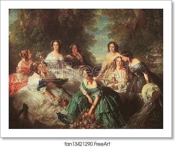 Free art print of Portrait of Empress Eugénie Surrounded by Her Maids of Honor by Franz Xavier Winterhalter Free art print of Portrait of Empress Eugénie Surrounded by Her Maids of Honor by Franz Xavier Winterhalter