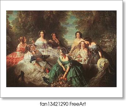 Free art print of Portrait of Empress Eugénie Surrounded by Her Maids of Honor by Franz Xavier Winterhalter