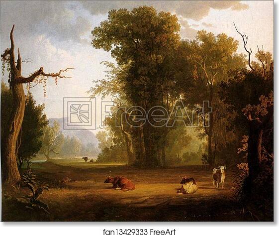 Free art print of Landscape with Cattle by George Caleb Bingham
