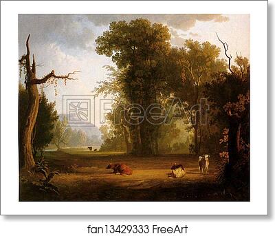Free art print of Landscape with Cattle by George Caleb Bingham