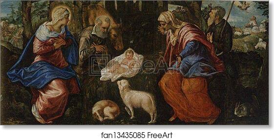 Free art print of Nativity by Jacopo Robusti, Called Tintoretto