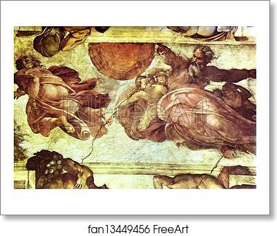 Free art print of The Creation of the Sun and Moon by Michelangelo