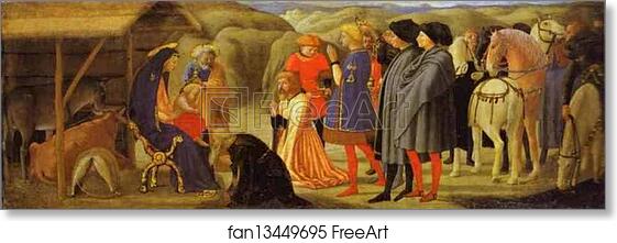 Free art print of The Adoration of the Magi. Predella from the Pisa Altar by Masaccio