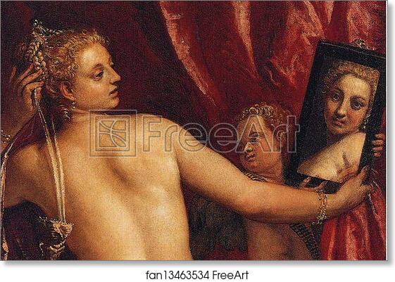 Free art print of Venus with a Mirror (Venus at Her Toilette). Detail by Paolo Veronese