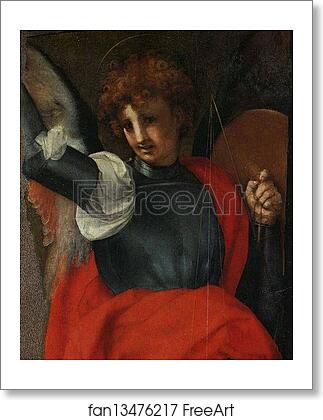 Free art print of St. John the Evangelist and St. Michael the Archangel. Detail by Jacopo Carrucci, Known As Pontormo