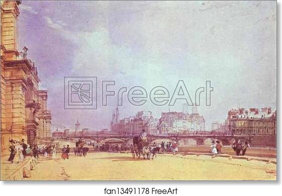 Free art print of Paris. Quai du Louvre by Richard Parkes Bonington