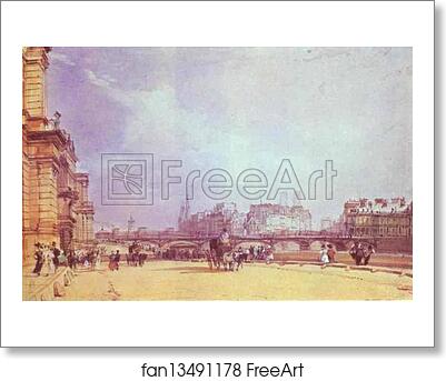 Free art print of Paris. Quai du Louvre by Richard Parkes Bonington