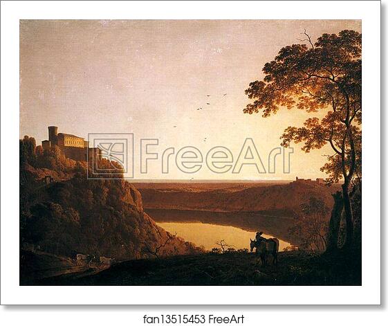 Free art print of Lake Nemi at Sunset by Joseph Wright Of Derby Free art print of Lake Nemi at Sunset by Joseph Wright Of Derby