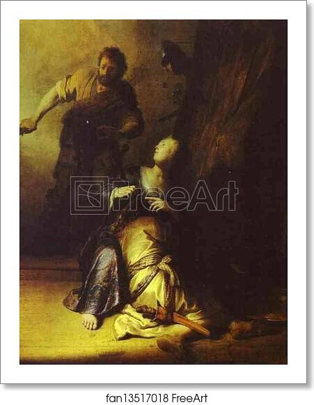 Free art print of Samson Betrayed by Delilah by Rembrandt Harmenszoon Van Rijn