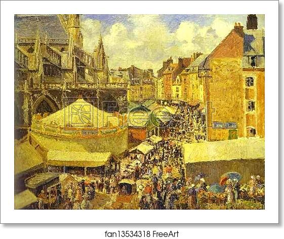 Free art print of The Fair at Dieppe. Sunny Morning. (La foire à Dieppe. Matin, soleil) by Camille Pissarro Free art print of The Fair at Dieppe. Sunny Morning. (La foire à Dieppe. Matin, soleil) by Camille Pissarro