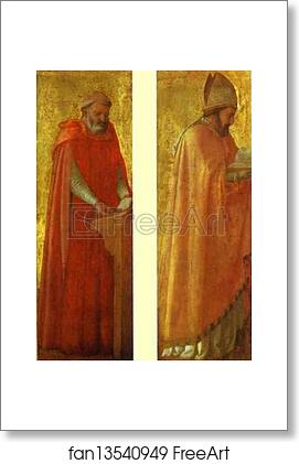 Free art print of St. Jerome and St. Augustine. Panels from the Pisa Altar by Masaccio