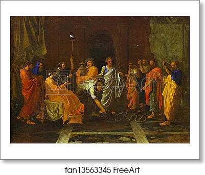 Free art print of Moses Turning the Aaron's Staff into a Serpent by Nicolas Poussin