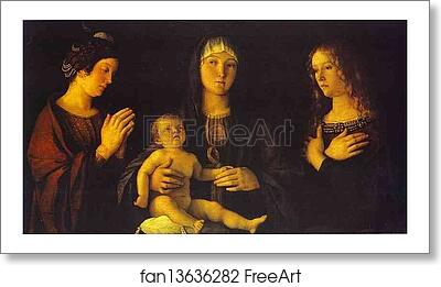 Free art print of Virgin and Child between St. Catherine and St. Mary Magdalene by Giovanni Bellini