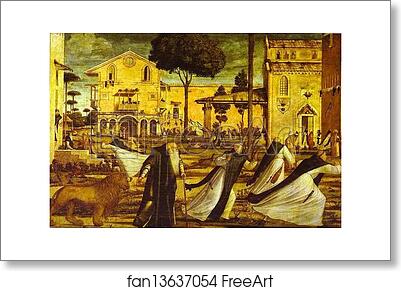 Free art print of St. Jerome Leads the Lion into the Monastery by Vittore Carpaccio