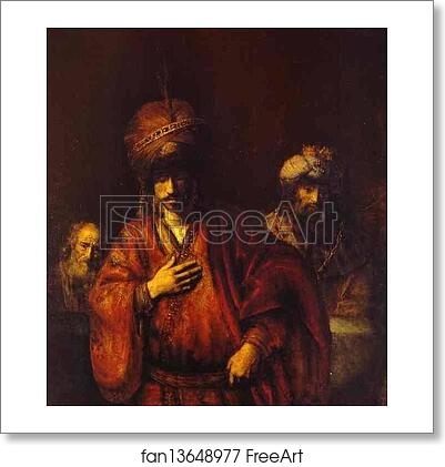 Free art print of The Condemnation of Haman (or David and Uriah) by Rembrandt Harmenszoon Van Rijn