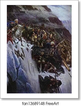 Free art print of Russian Troops under Suvorov Crossing the Alps by Vasily Surikov