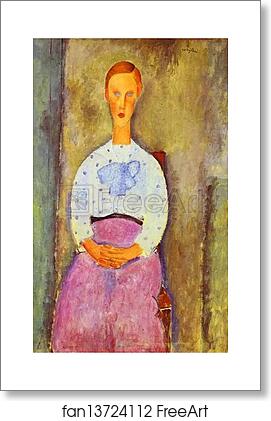 Free art print of Jeaune fille au corsage a pois by Amedeo Modigliani