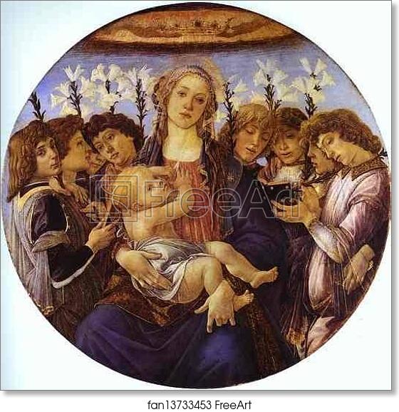 Free art print of Madonna and Child with Eight Angels (Tondo Raczynski) by Alessandro Botticelli